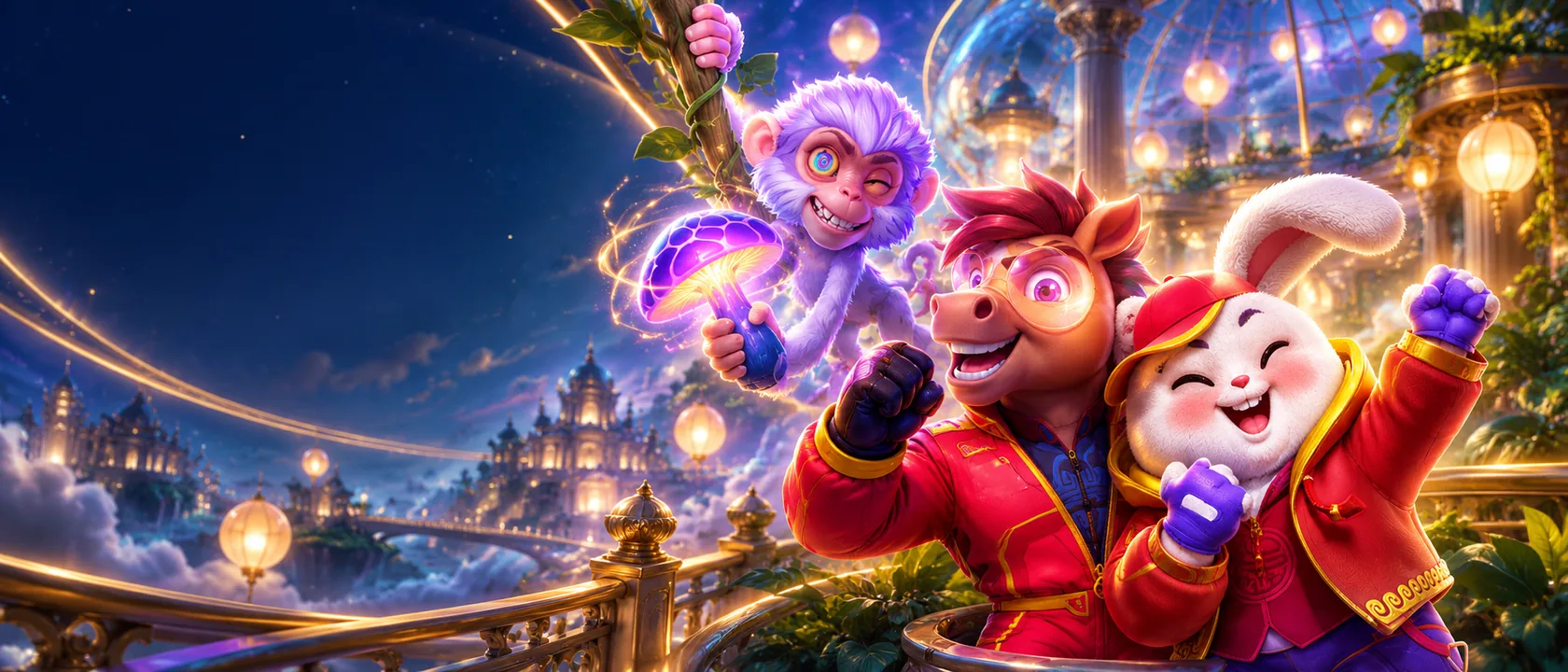 Monkeys Wild Party, Fortune Horse และ Fortune Rabbit ในหอดูดาวแฟนตาซี