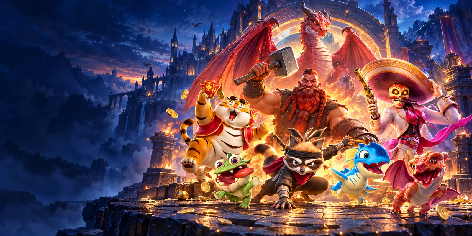 ตัวละครเกม PG SLOT รวมตัวในปราสาทแฟนตาซี